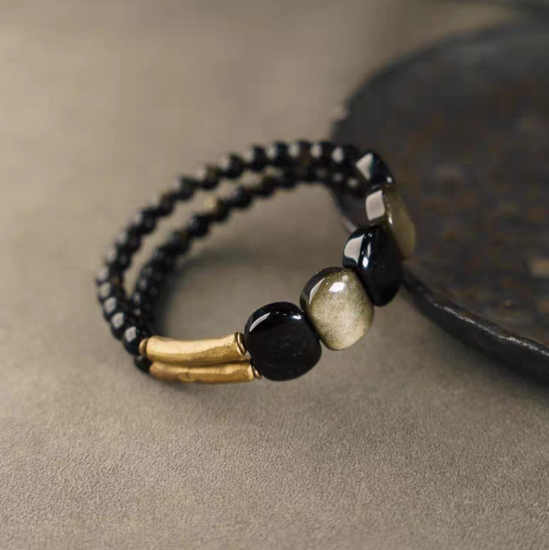 Gold Element Gold Obsidian Bracelet