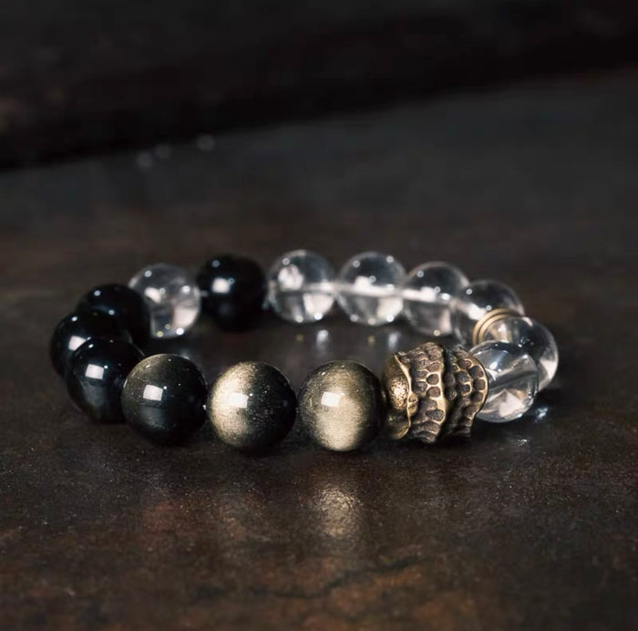Radiance Energy Golden Stone Clear Crystal Bracelet