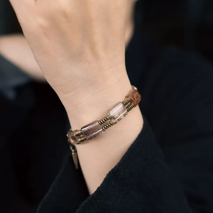 Earth Pulse Energy Phantom Quartz Brass Bracelet