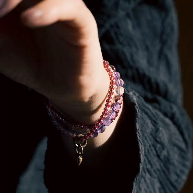Spiritual Harmony Energy Amethyst Ghost Garnet Bracelet