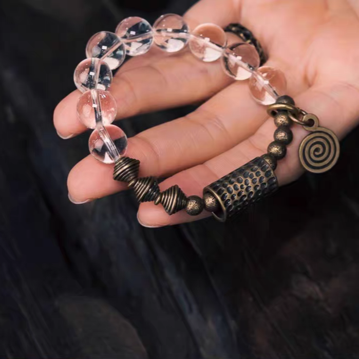 Serenity Energy Clear Quartz Brass Bracelet
