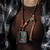 Tibetan painted zodiac thangka pendant