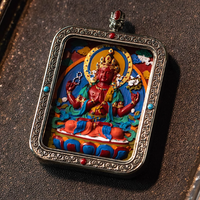Tibetan painted zodiac thangka pendant