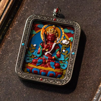 Tibetan painted zodiac thangka pendant