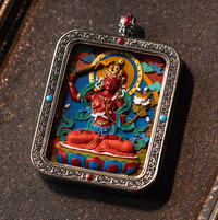 Tibetan painted zodiac thangka pendant