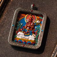 Tibetan painted zodiac thangka pendant
