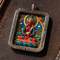 Tibetan painted zodiac thangka pendant
