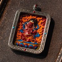Tibetan painted zodiac thangka pendant