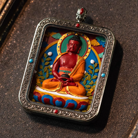 Tibetan painted zodiac thangka pendant