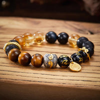 Lucky Energy Black Agate Yellow Tower Crystal Bracelet