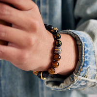 Lucky Energy Black Agate Yellow Tower Crystal Bracelet