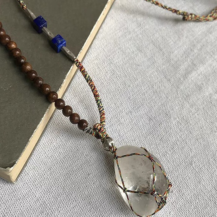 Soul Recovery Energy Clear Quartz Lapis Lazuli Pendant