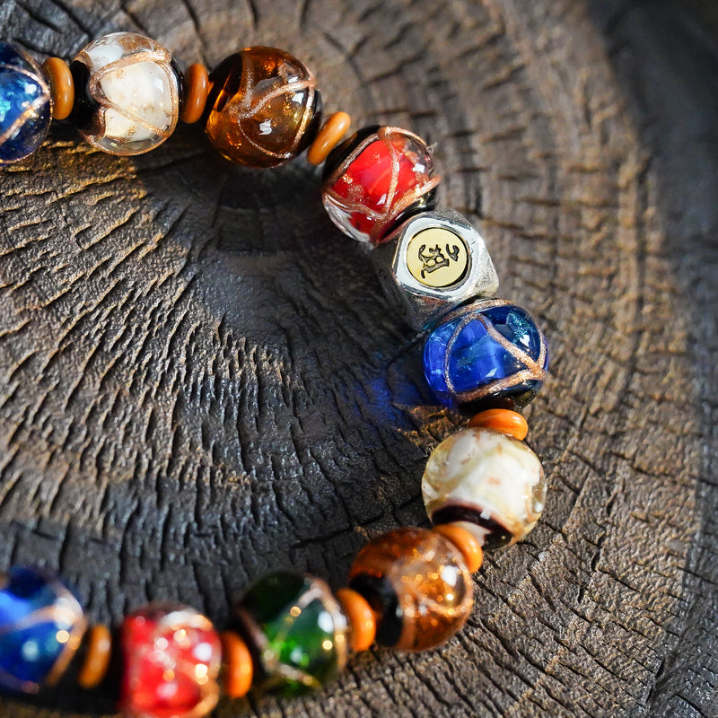Wealth & Prosperity｜Gold Glaze Zodiac Incense Ash Energy Bracelet