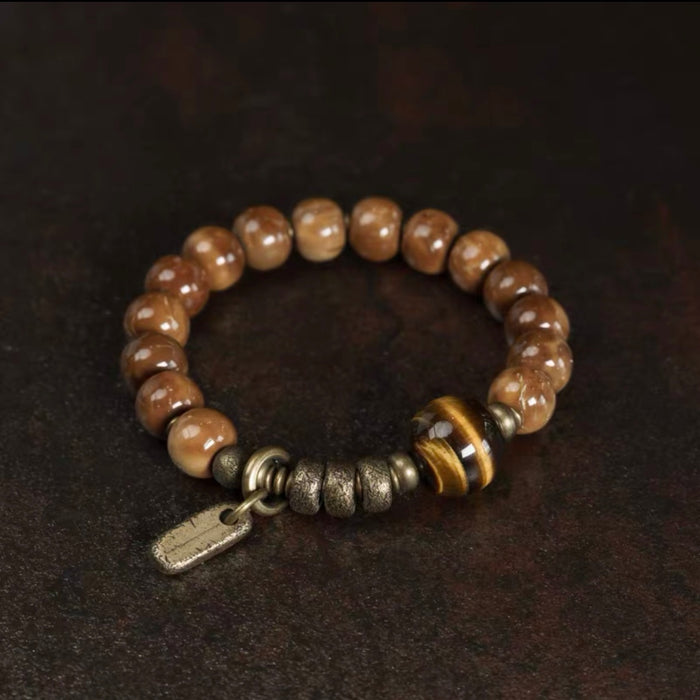 Prosperity Guardian Tiger Eye Brass Bracelet