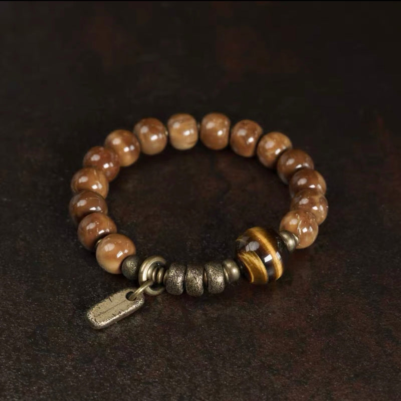 Prosperity Guardian Tiger Eye Brass Bracelet