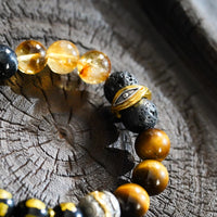 Wealth & Prosperity | Golden Fortune Black Agate Bracelet