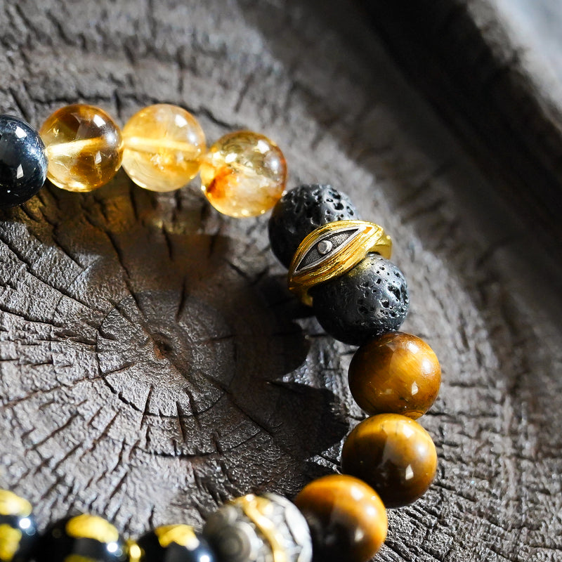 Wealth & Prosperity | Golden Fortune Black Agate Bracelet