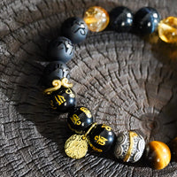 Wealth & Prosperity | Golden Fortune Black Agate Bracelet