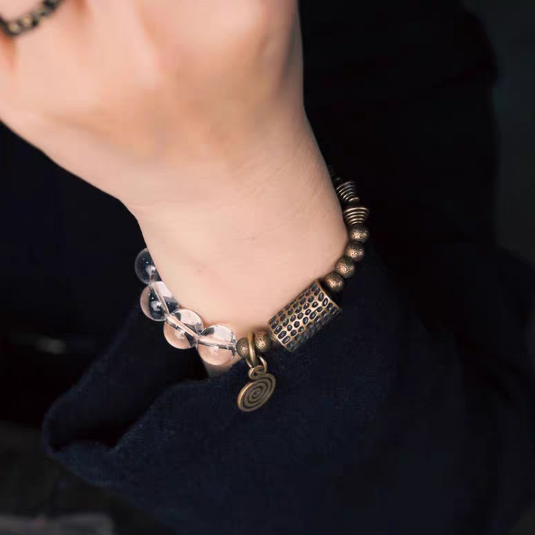 Serenity Energy Clear Quartz Brass Bracelet