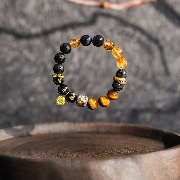 Wealth & Prosperity | Golden Fortune Black Agate Bracelet