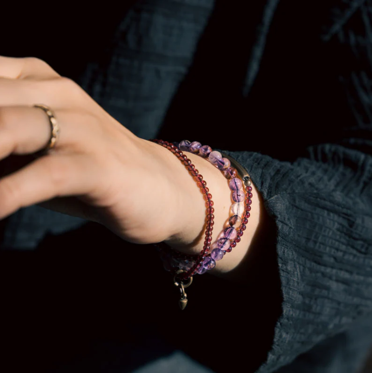 Spiritual Harmony Energy Amethyst Ghost Garnet Bracelet