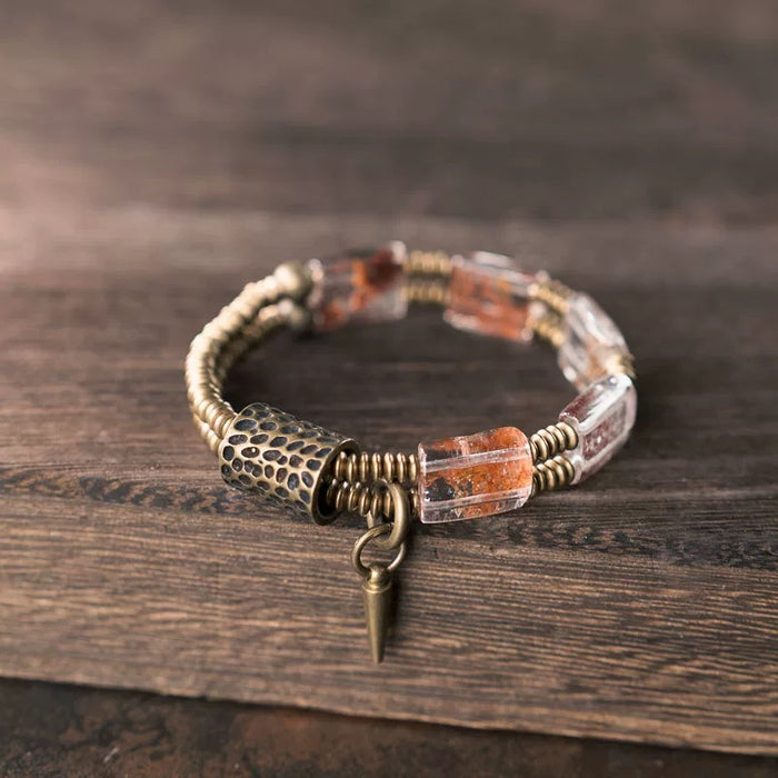 Earth Pulse Energy Phantom Quartz Brass Bracelet