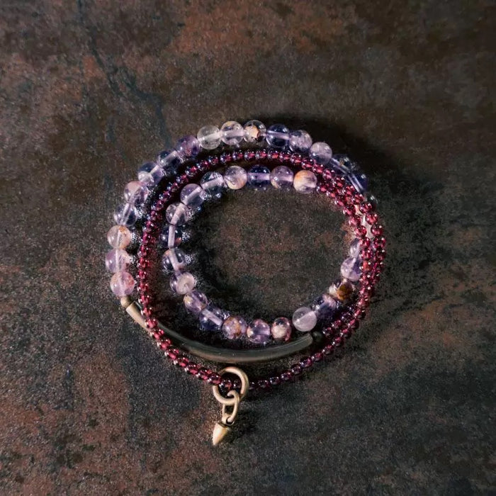 Spiritual Harmony Energy Amethyst Ghost Garnet Bracelet