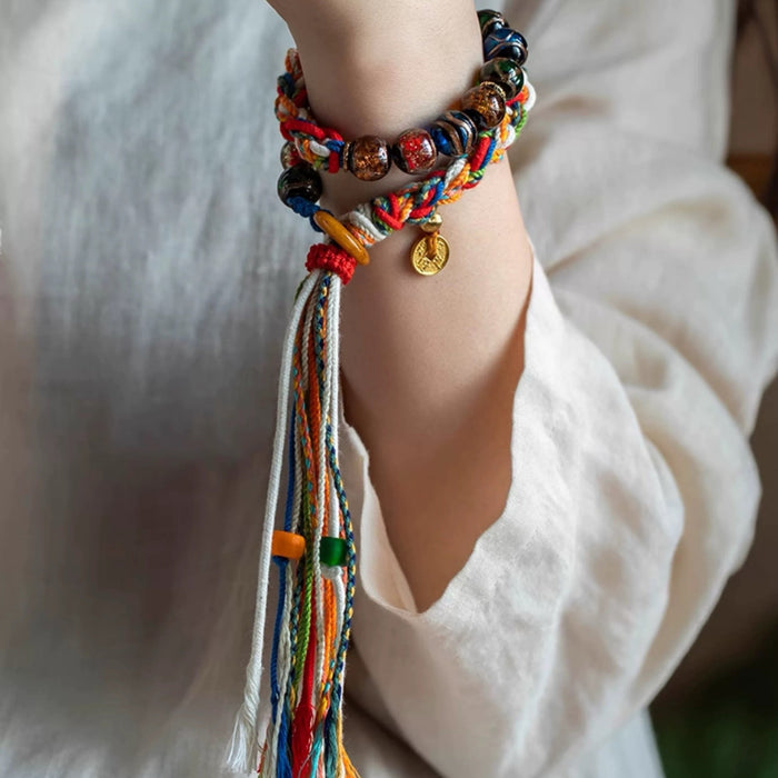 Prosperity Energy Incense Ash Glass Double Bracelet