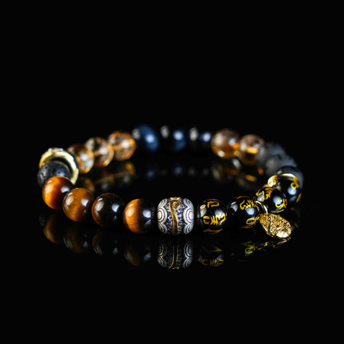 Wealth Energy Black Agate Yellow Tower Crystal Bracelet