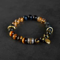 Reichtumsenergie Schwarzer Achat Gelber Turm Kristall Armband