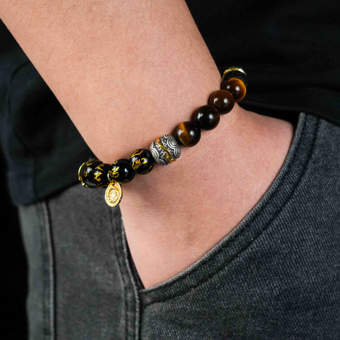 Wealth Energy Black Agate Yellow Tower Crystal Bracelet