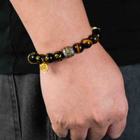 Reichtumsenergie Schwarzer Achat Gelber Turm Kristall Armband