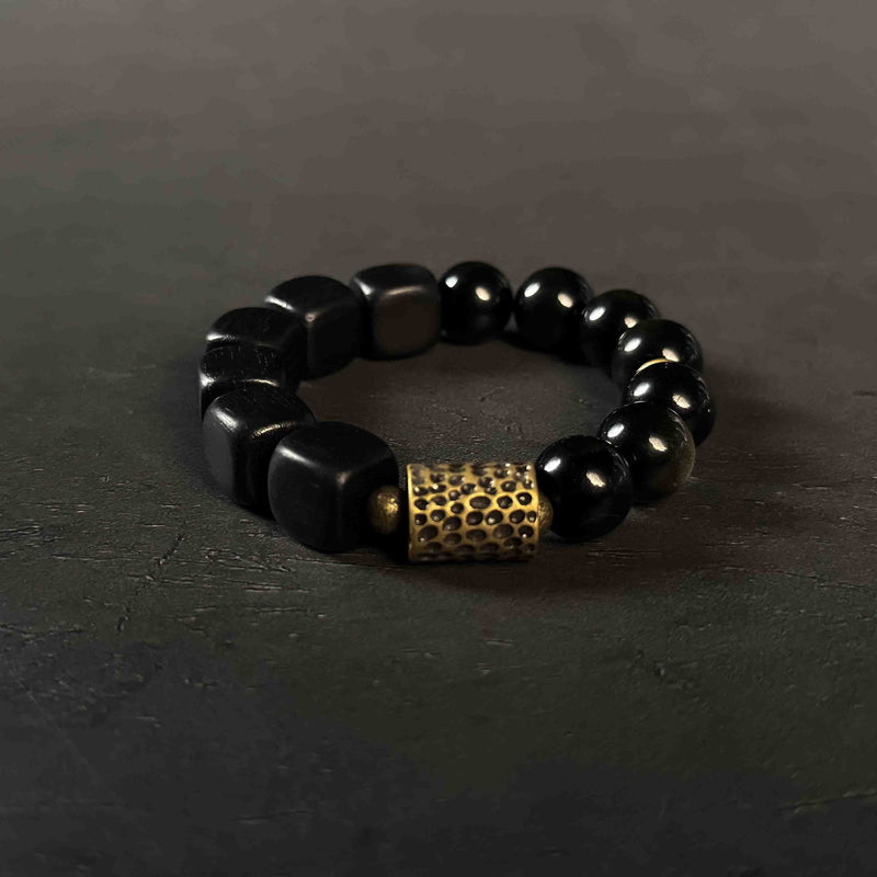 Protection | Lucky Energy Obsidian and Obony Wood bracelet