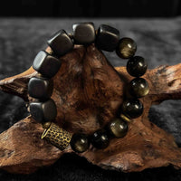 Protection | Lucky Energy Obsidian and Obony Wood bracelet