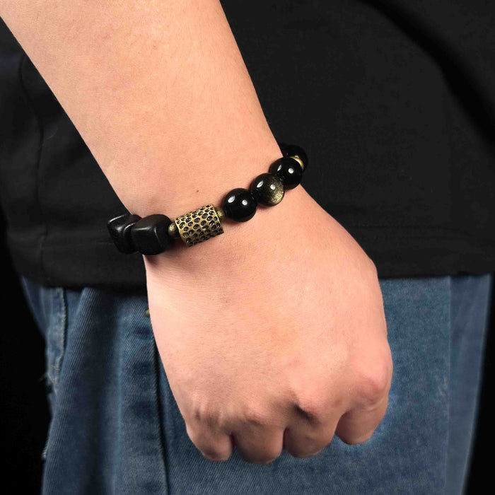 Protection | Lucky Energy Obsidian and Obony Wood bracelet