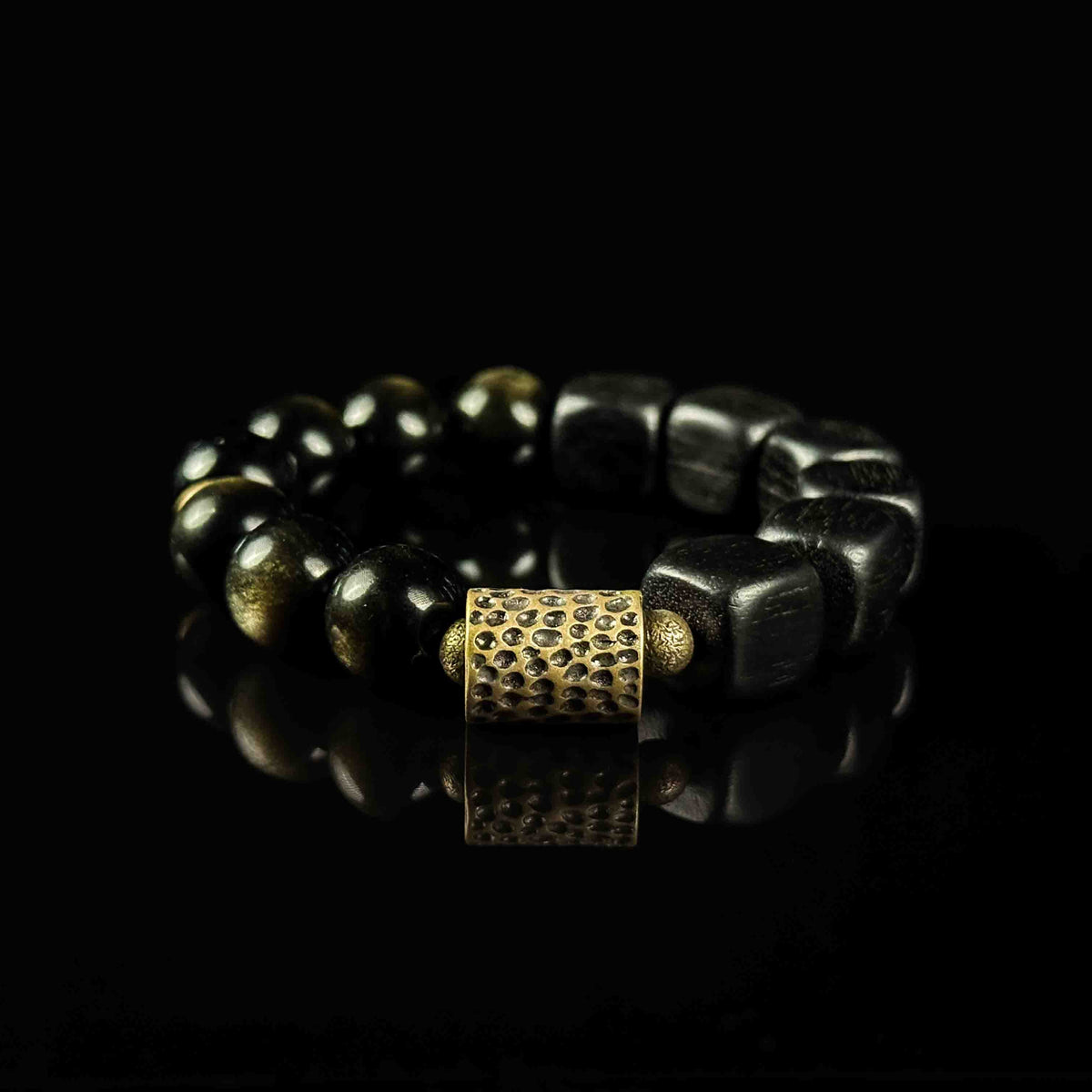 Protection | Lucky Energy Obsidian and Obony Wood bracelet