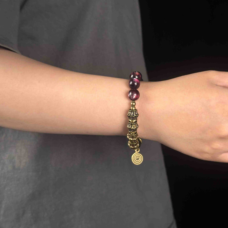 Peace & Calm | Harmony Energy Amethyst Mica Brass Copper Bracelet