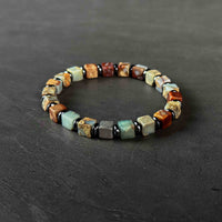 Protection｜Imperial Jasper and Black Onyx Carved Bead Bracelet