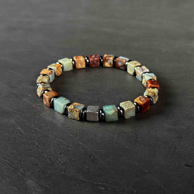 Protection｜Imperial Jasper and Black Onyx Carved Bead Bracelet