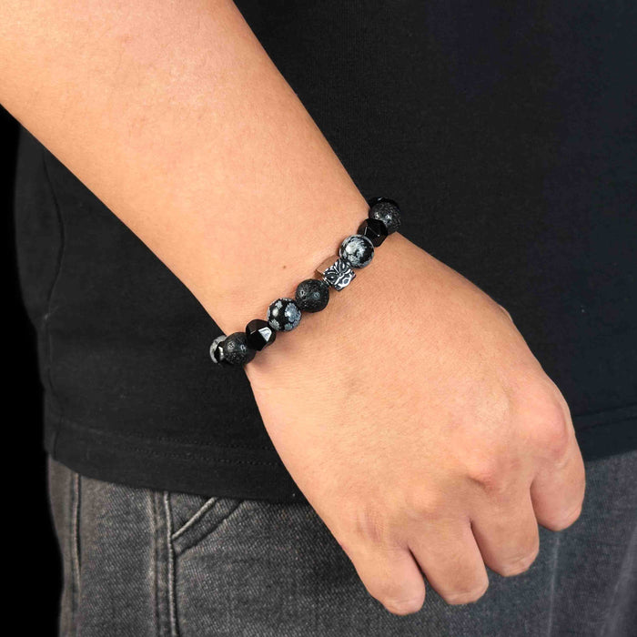 Wealth & Prosperity | Alabaster Black Agate and Pixiu Bracelet