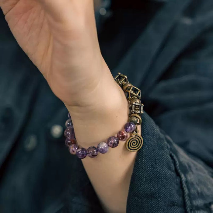Spiritual Energy Amethyst Ghost Brass Bracelet