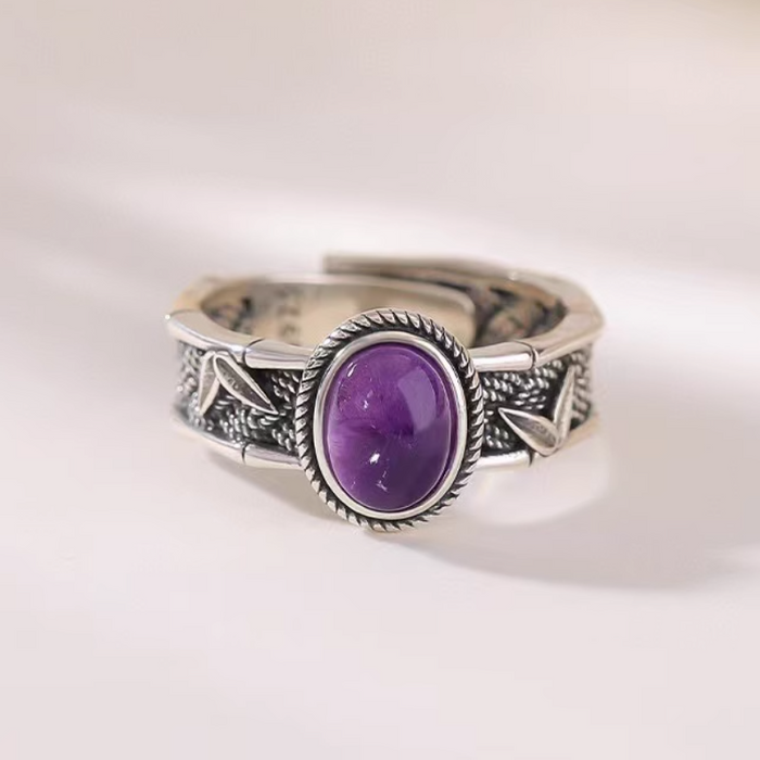 Tibetan Amethyst Sterling Silver Ring