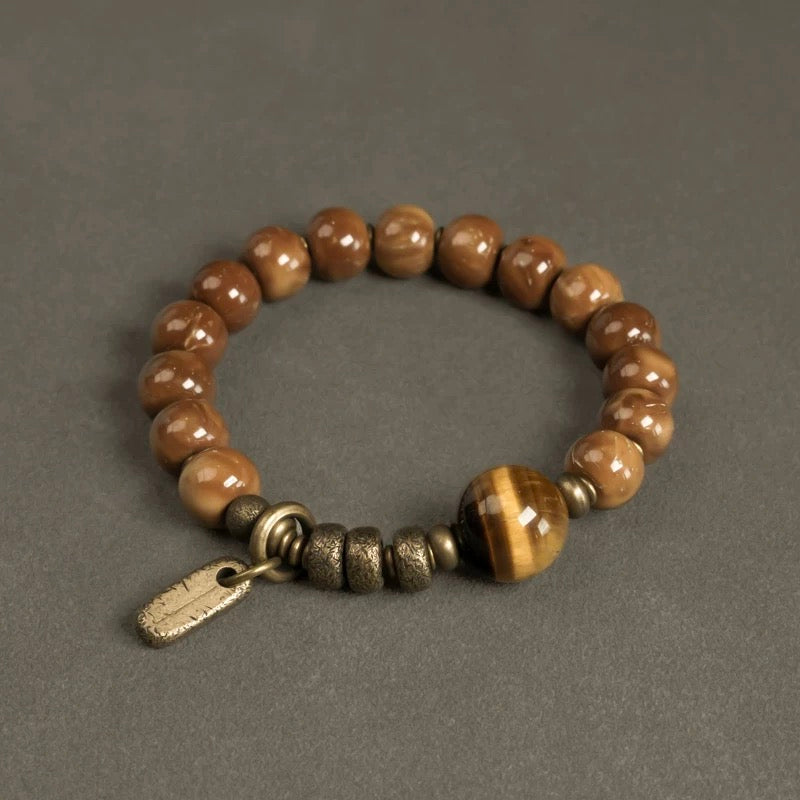 Prosperity Guardian Tiger Eye Brass Bracelet