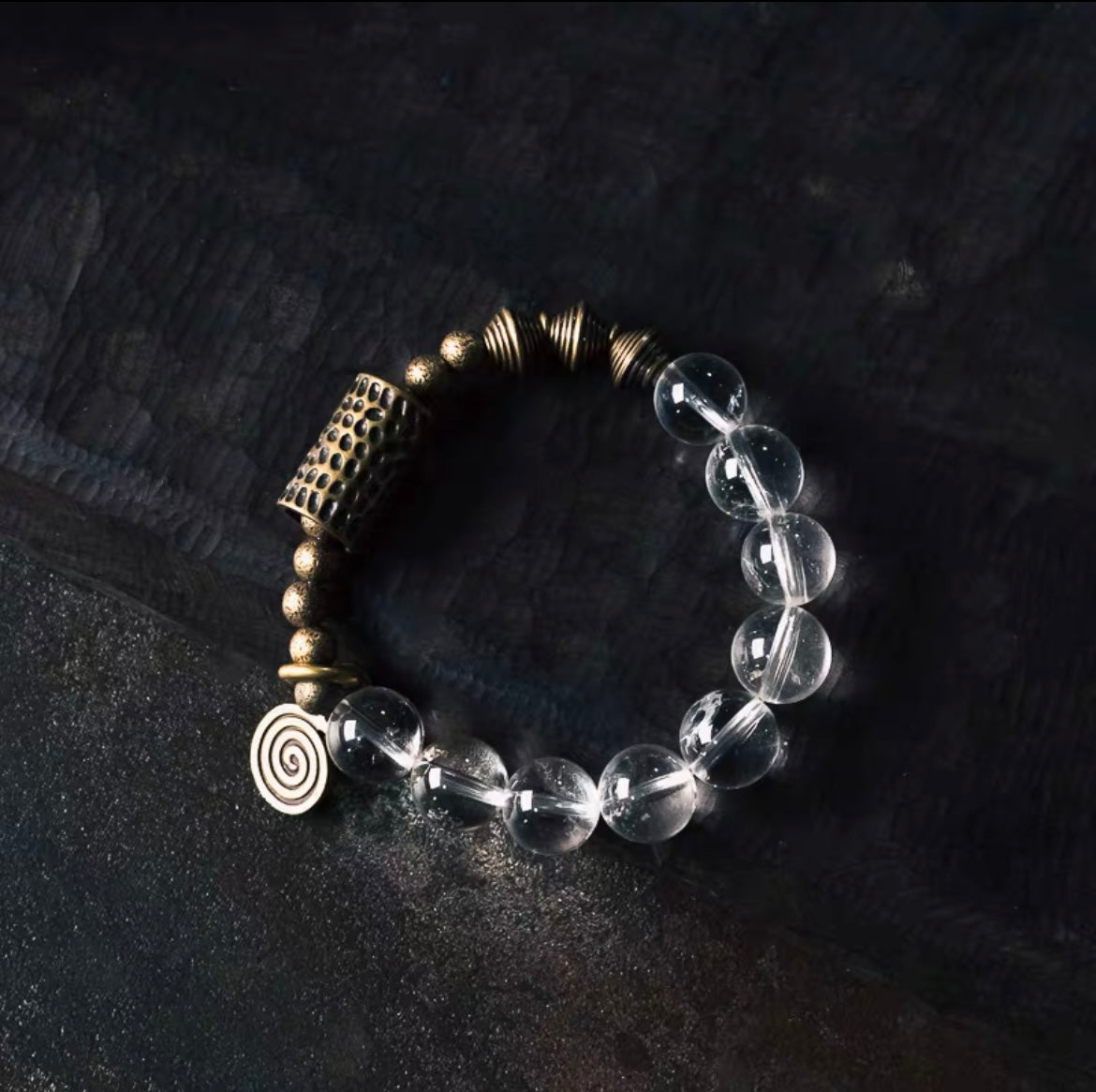 Serenity Energy Clear Quartz Brass Bracelet