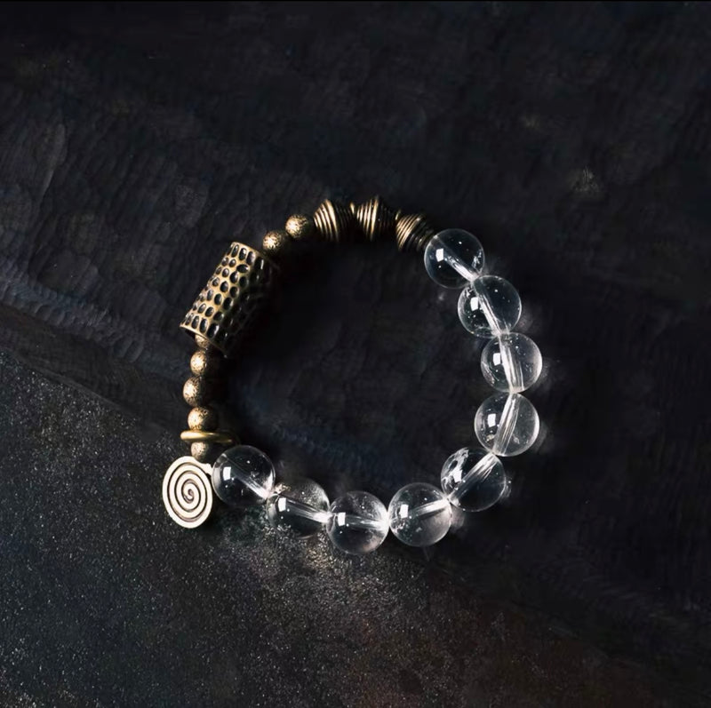 Serenity Energy Clear Quartz Brass Bracelet