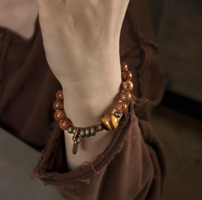 Prosperity Guardian Tiger Eye Brass Bracelet
