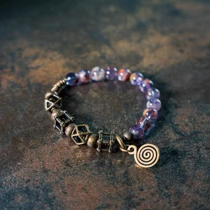 Spiritual Energy Amethyst Ghost Brass Bracelet