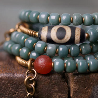 Wisdom Energy Green Shade Bodhi Root Bracelet