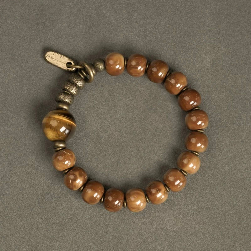 Prosperity Guardian Tiger Eye Brass Bracelet