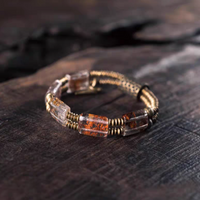 Earth Pulse Energy Phantom Quartz Brass Bracelet